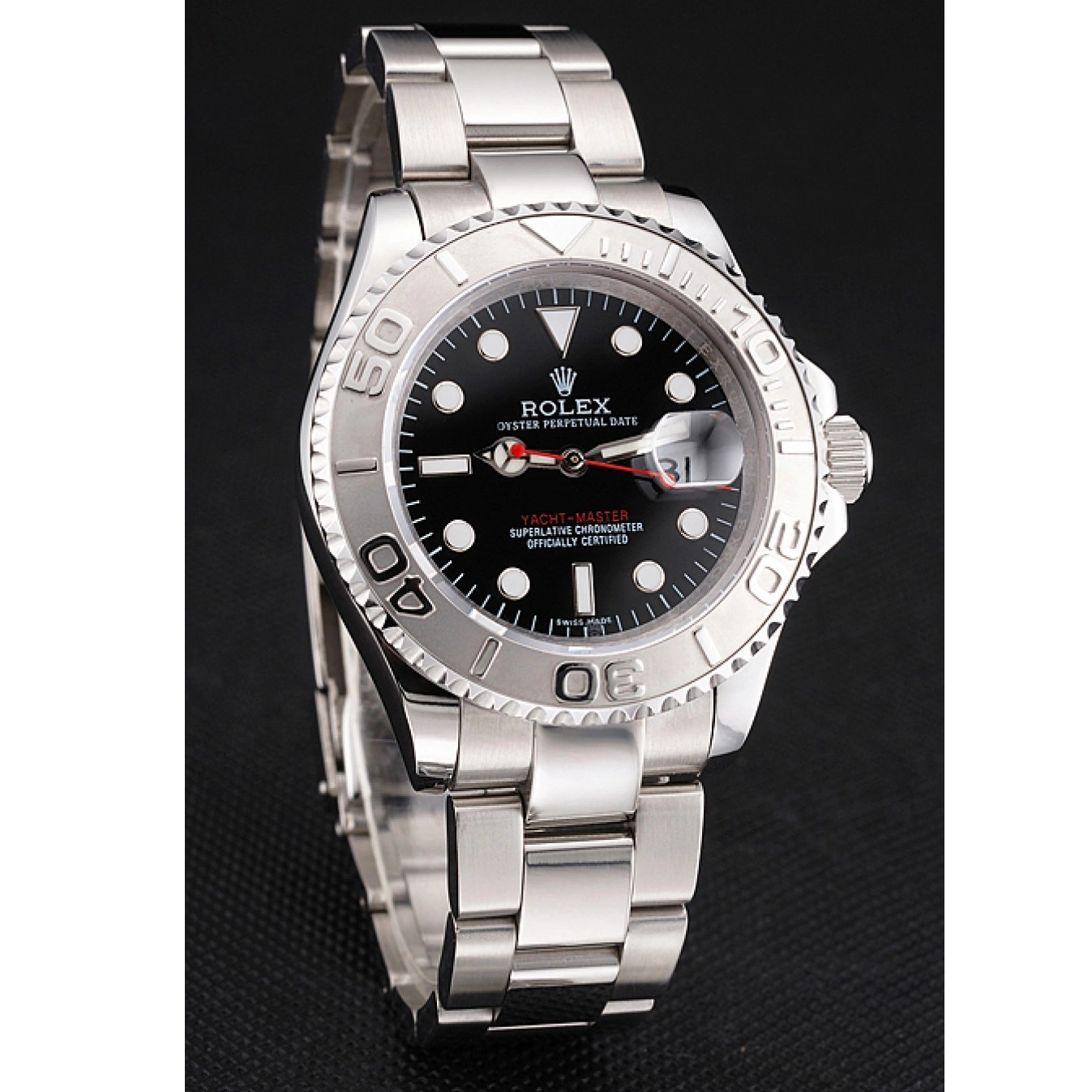 Aaa fake watches And Yacht-Master Case Black Bracelet Steel Dial Swiss Stainless Rolex 0629
